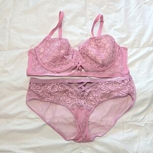 🍉 Adore Me Pink Lace Bra Set 38 C Medium